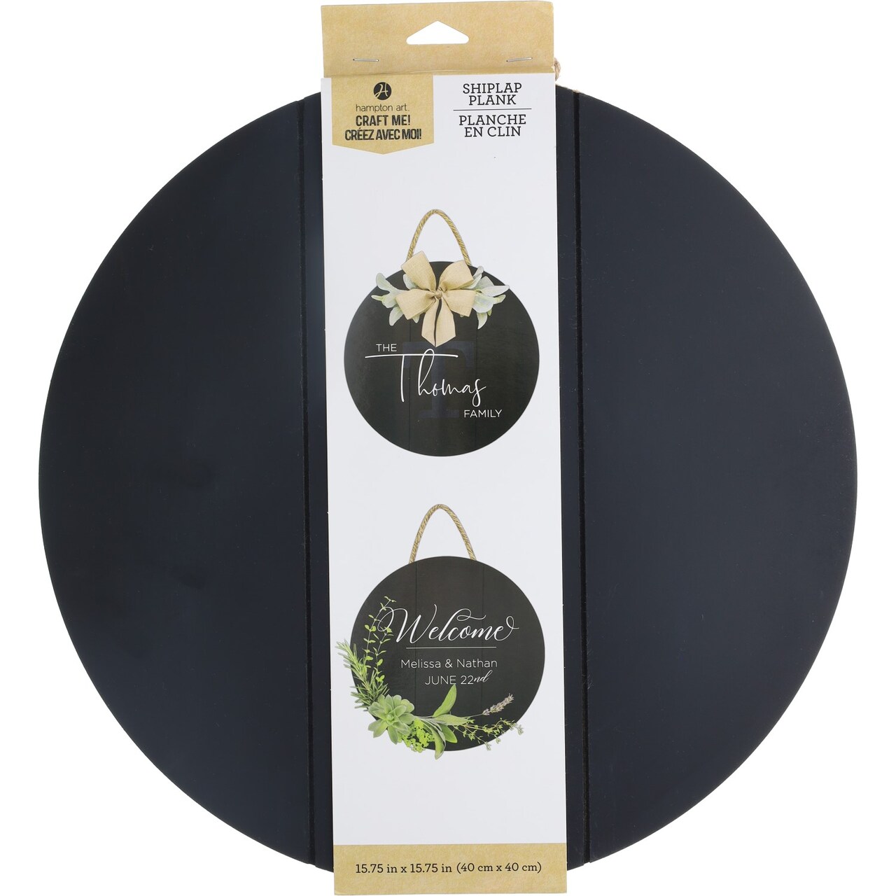 Hampton Art Wood Plank Round 15.75" Black, Wood Plaque, Wood Sign Blank, Wood Blanks, Wooden Plaques, Blank Wood Signs for Crafts, Wooden Sign Blank, Wood Planks for Crafts